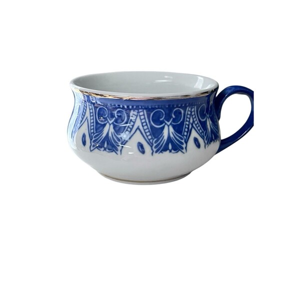 Bombay Company Tea Cup Mug Arabesque Tile Cobalt Blue/White w/Gold Accent VTG - Picture 3 of 6
